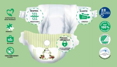 Ce conține un scutec hipoalergenic Moomin Baby pentru bebeluși